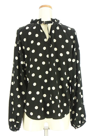 クリックで大画像表示 ADAM ET ROPE(アダムエロペ)の古着「ドット柄フリルハイネックカットソー(カットソー・プルオーバー)」大画像2へ