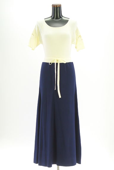PROPORTION BODY DRESSING（プロポーションボディドレッシング）の古着「袖花刺繍バイカラーリブニットワンピース（ワンピース・チュニック）」大画像１へ