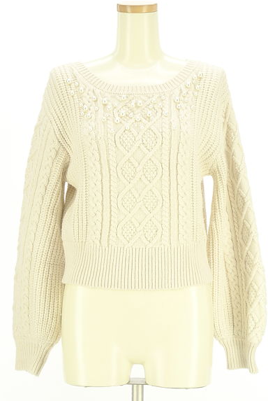 JILL by JILLSTUART（ジルバイジルスチュアート）の古着「パール付きケーブル編みニットトップス（セーター）」大画像１へ