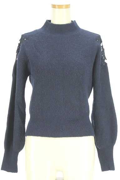 PROPORTION BODY DRESSING（プロポーションボディドレッシング）の古着「肩レースモックネックニットトップス（セーター）」大画像１へ