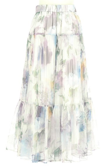 JUSGLITTY（ジャスグリッティー）の古着「花柄ロングチュールスカート（ロングスカート・マキシスカート）」大画像２へ