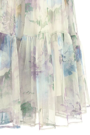 JUSGLITTY（ジャスグリッティー）の古着「花柄ロングチュールスカート（ロングスカート・マキシスカート）」大画像５へ