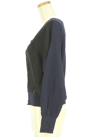 Droite lautreamont（ドロワットロートレアモン）の古着「異素材切替バイカラーニットブルゾン（ブルゾン・スタジャン）」大画像３へ