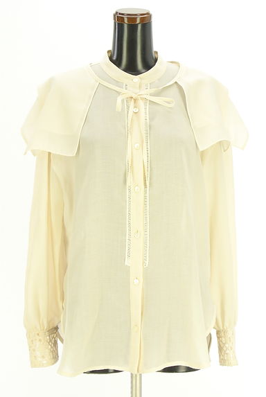 クリックで大画像表示 Jines(ジネス)の古着「フリル襟付きノーカラーシャツ(ブラウス)」大画像1へ