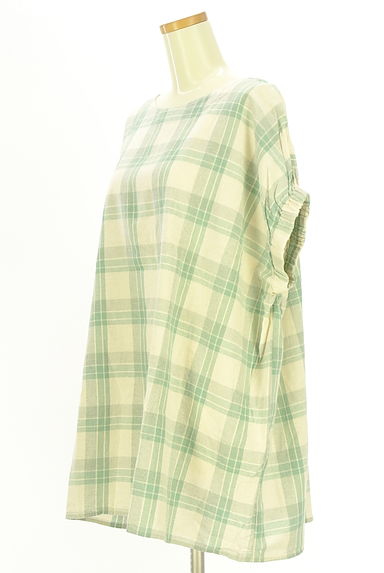 Samansa Mos2（サマンサモスモス）の古着「綿麻チェックチュニック（カットソー・プルオーバー）」大画像３へ