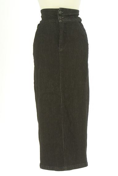 AZUL BY MOUSSY（アズールバイマウジー）の古着「ブラックデニムタイトスカート（ロングスカート・マキシスカート）」大画像１へ