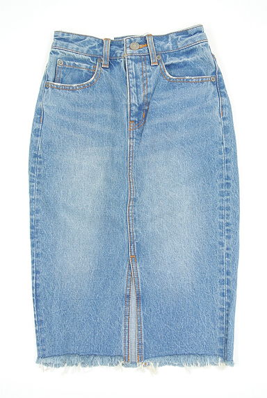 クリックで大画像表示 AZUL BY MOUSSY(アズールバイマウジー)の古着「フリンジ膝丈デニムタイトスカート(スカート)」大画像1へ