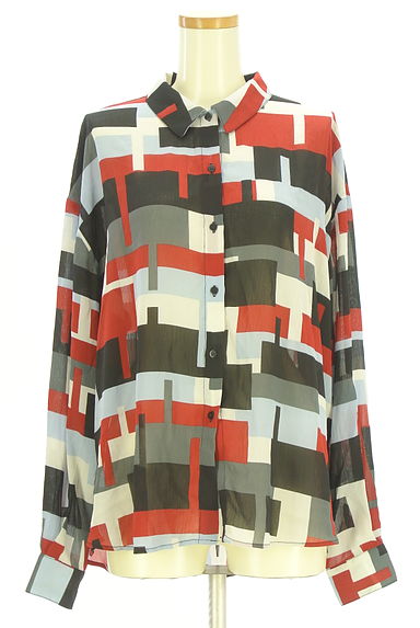 AZUL BY MOUSSY（アズールバイマウジー）の古着「幾何学模様シフォンブラウス（ブラウス）」大画像１へ