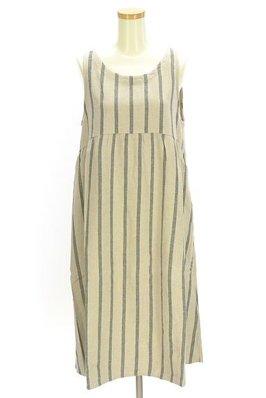 クリックで大画像表示 Samansa Mos2(サマンサモスモス)の古着「ストライプコットンワンピース(ワンピース・チュニック)」大画像1へ