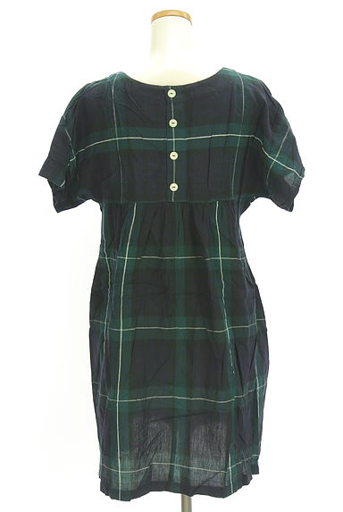 クリックで大画像表示 POU DOU DOU(プードゥドゥ)の古着「半そでドルマンチェック柄ワンピース(ワンピース・チュニック)」大画像2へ