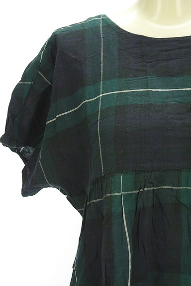 クリックで大画像表示 POU DOU DOU(プードゥドゥ)の古着「半そでドルマンチェック柄ワンピース(ワンピース・チュニック)」大画像4へ