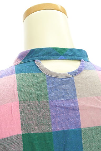 クリックで大画像表示 POU DOU DOU(プードゥドゥ)の古着「チェック柄バンドカラーシャツワンピース(ワンピース・チュニック)」大画像5へ