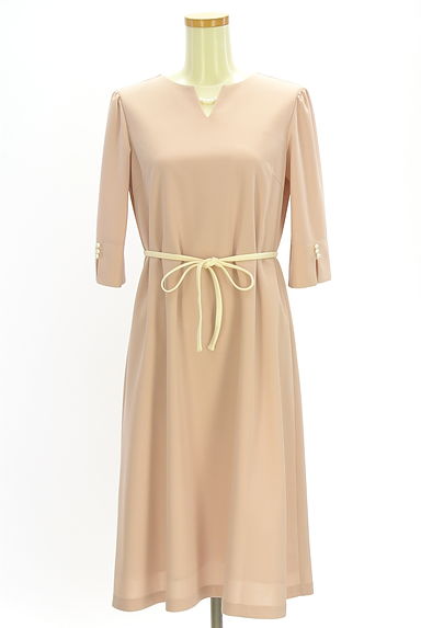 LAISSE PASSE（レッセパッセ）の古着「ベルト付き6分袖膝下フレアワンピース（ワンピース・チュニック）」大画像１へ