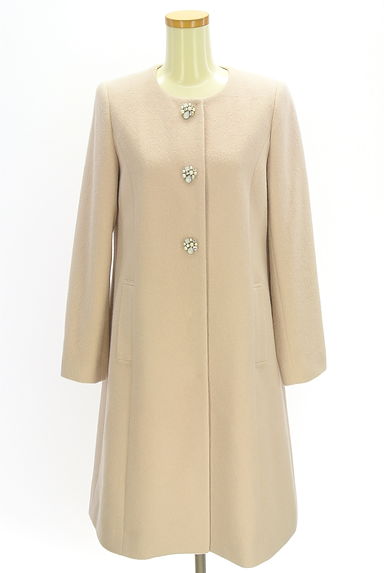 LAISSE PASSE（レッセパッセ）の古着「ビジュー付きノーカラーロングコート（コート）」大画像１へ