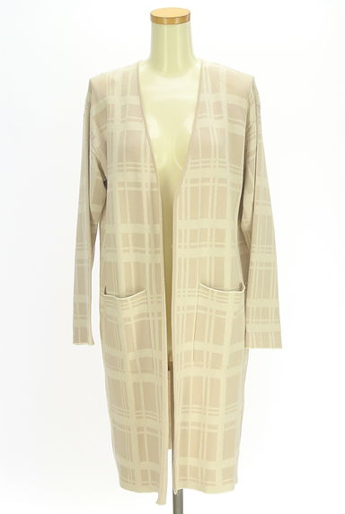 クリックで大画像表示 Stola.(ストラ)の古着「無地×チェックロングカーディガン(カーディガン・ボレロ)」大画像1へ