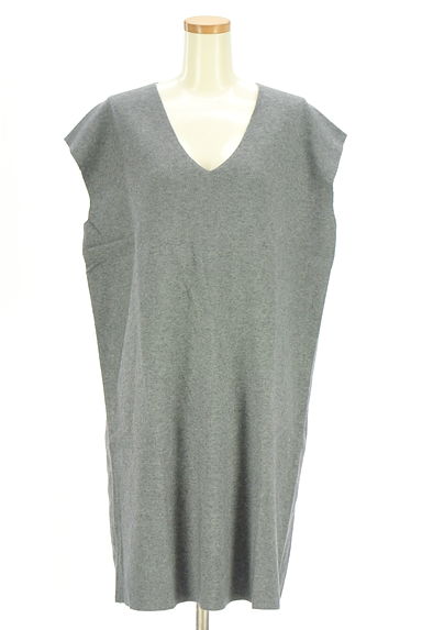 LOUNIE（ルーニィ）の古着「Vネック膝丈ニットワンピース（ワンピース・チュニック）」大画像１へ