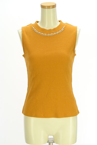 axes femme（アクシーズファム）の古着「パールビーズ付きノースリリブニット（カットソー・プルオーバー）」大画像１へ