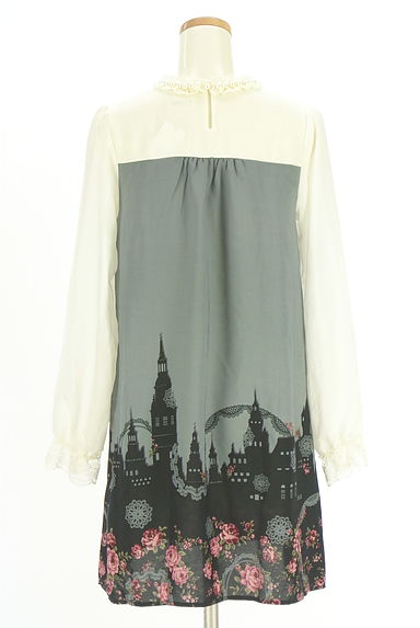 クリックで大画像表示 axes femme(アクシーズファム)の古着「パール付きプリントシフォンワンピース(ワンピース・チュニック)」大画像2へ