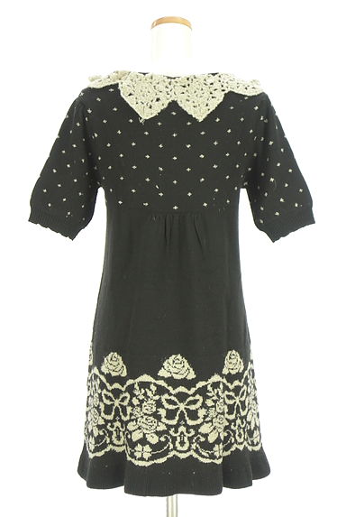 クリックで大画像表示 axes femme(アクシーズファム)の古着「ラメ衿膝丈ニットワンピース(ワンピース・チュニック)」大画像2へ