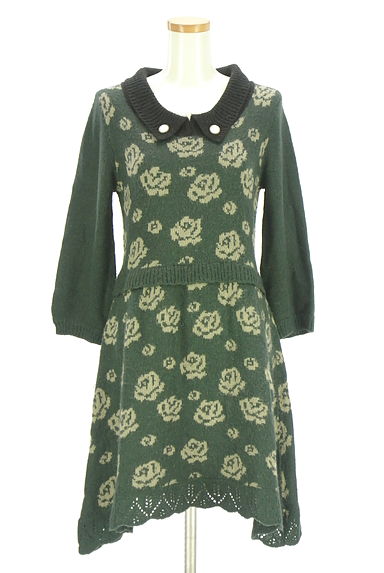 クリックで大画像表示 axes femme(アクシーズファム)の古着「バラ柄ニットワンピース(ワンピース・チュニック)」大画像1へ