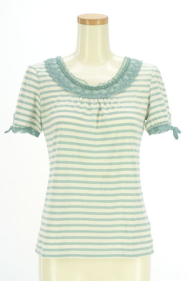 クリックで大画像表示 axes femme(アクシーズファム)の古着「レース切替ボーダーカットソー(カットソー・プルオーバー)」大画像1へ