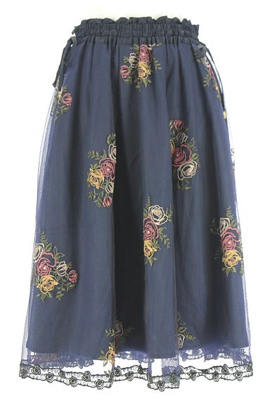 axes femme（アクシーズファム）の古着「ミディ丈花柄刺繍チュールスカート（スカート）」大画像１へ