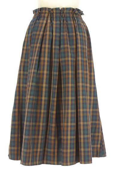 axes femme（アクシーズファム）の古着「ミモレ丈ガンクラブチェック柄フリルスカート（ロングスカート・マキシスカート）」大画像２へ