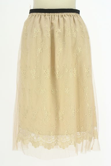 axes femme（アクシーズファム）の古着「ラメ花刺繍入り膝下チュールスカート（ロングスカート・マキシスカート）」大画像２へ
