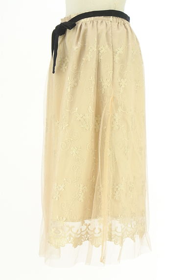 axes femme（アクシーズファム）の古着「ラメ花刺繍入り膝下チュールスカート（ロングスカート・マキシスカート）」大画像３へ