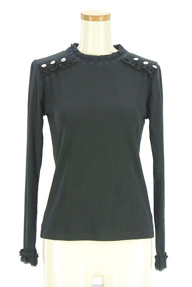 axes femme（アクシーズファム）の古着「飾りボタン付きレース切替リブニット（カットソー・プルオーバー）」大画像１へ