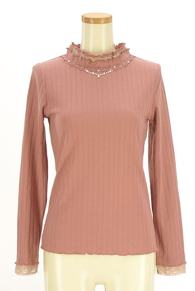 クリックで大画像表示 axes femme(アクシーズファム)の古着「パール&レースモックネックカットソー(カットソー・プルオーバー)」大画像1へ