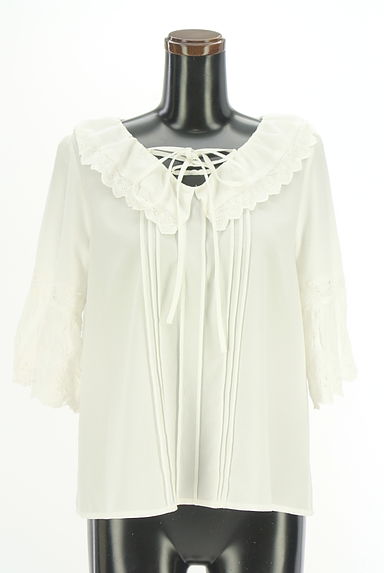 クリックで大画像表示 axes femme(アクシーズファム)の古着「フレア6分袖ビッグカラーブラウス(カットソー・プルオーバー)」大画像1へ