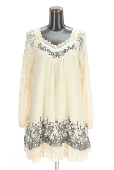 クリックで大画像表示 axes femme(アクシーズファム)の古着「レース袖シフォンチュニック(ワンピース・チュニック)」大画像1へ