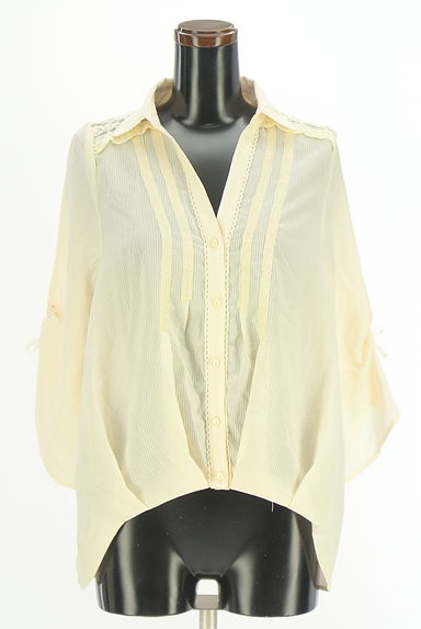 クリックで大画像表示 axes femme(アクシーズファム)の古着「レース×シアーストライプシフォンブラウス(ブラウス)」大画像1へ