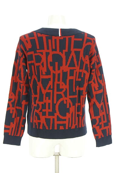 クリックで大画像表示 TOMMY HILFIGER(トミーヒルフィガー)の古着「Vネックロゴ総柄ニットトップス(ニット)」大画像2へ
