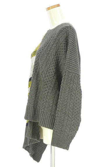 クリックで大画像表示 OSMOSIS(オズモーシス)の古着「loaf de TRICOT ボーダー柄切替アシンメトリーニットトップス(ニット)」大画像3へ