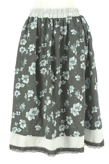 クリックで大画像表示 axes femme(アクシーズファム)の古着「無地×花柄リバーシブルフレアスカート(ロングスカート・マキシスカート)」大画像4へ