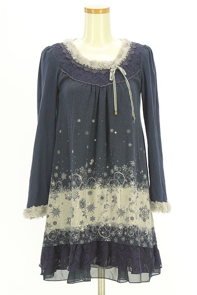 クリックで大画像表示 axes femme(アクシーズファム)の古着「ラメプリント膝上ニットワンピース(ワンピース・チュニック)」大画像1へ