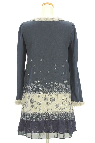 クリックで大画像表示 axes femme(アクシーズファム)の古着「ラメプリント膝上ニットワンピース(ワンピース・チュニック)」大画像2へ