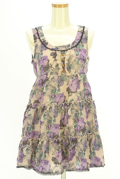 クリックで大画像表示 axes femme(アクシーズファム)の古着「花柄ティアードチュニック(カットソー・プルオーバー)」大画像1へ