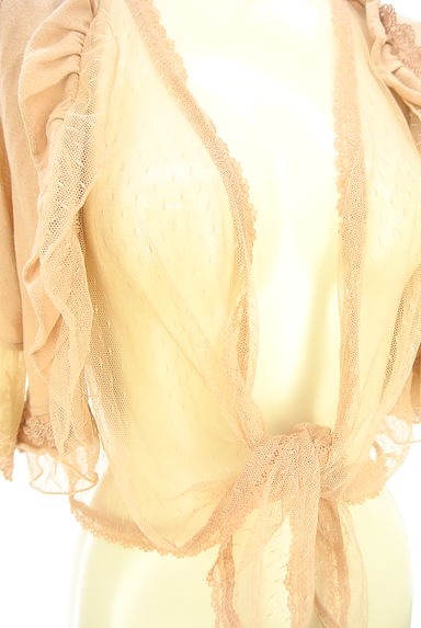 クリックで大画像表示 axes femme(アクシーズファム)の古着「チュールレースMIX6分袖ニットカーディガン(カーディガン・ボレロ)」大画像4へ