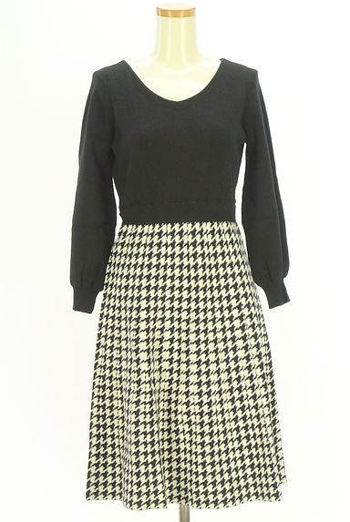 クリックで大画像表示 ef-de(エフデ)の古着「千鳥格子柄膝丈ニットワンピース(ワンピース・チュニック)」大画像1へ