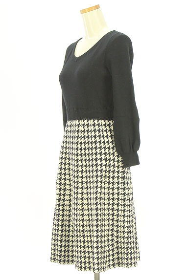クリックで大画像表示 ef-de(エフデ)の古着「千鳥格子柄膝丈ニットワンピース(ワンピース・チュニック)」大画像3へ