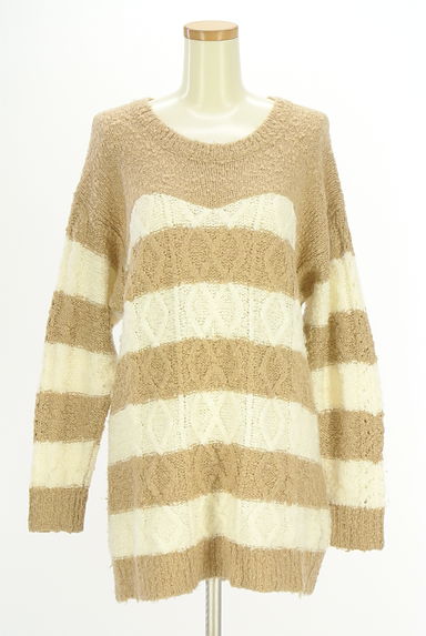 LIZ LISA（リズリサ）の古着「バックリボンボーダーロングニット（セーター）」大画像１へ