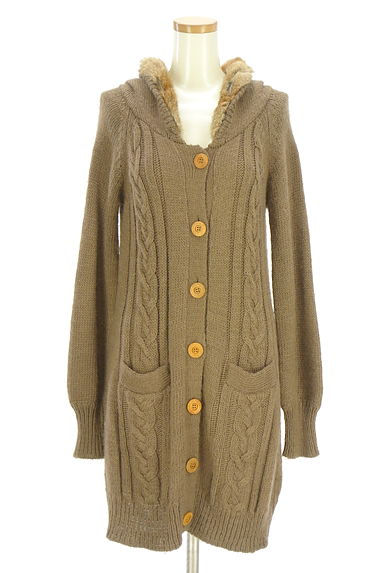 earth music&ecology（アースミュージック＆エコロジー）の古着「ケーブルニットコート（カーディガン・ボレロ）」大画像１へ