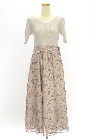 クリックで大画像表示 PROPORTION BODY DRESSING(プロポーションボディドレッシング)の古着「ニット×刺繍チュールロングワンピース(ワンピース・チュニック)」大画像1へ