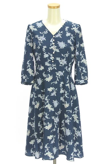 Apuweiser riche（アプワイザーリッシェ）の古着「花柄ボウタイ膝丈ワンピース（ワンピース・チュニック）」大画像４へ