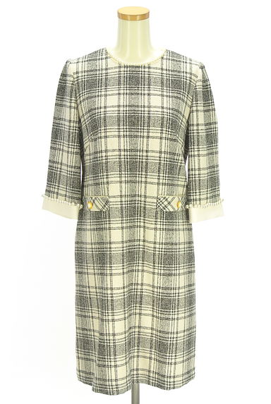 Apuweiser riche（アプワイザーリッシェ）の古着「パール付きチェック柄膝丈ワンピース（ワンピース・チュニック）」大画像１へ