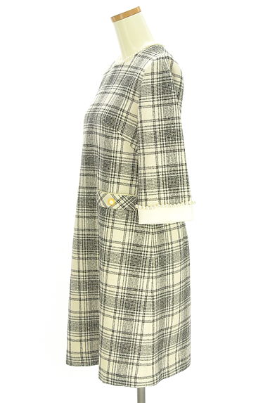 Apuweiser riche（アプワイザーリッシェ）の古着「パール付きチェック柄膝丈ワンピース（ワンピース・チュニック）」大画像３へ