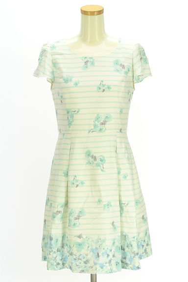 LAISSE PASSE（レッセパッセ）の古着「ボーダー×花柄フレアワンピース（ワンピース・チュニック）」大画像１へ